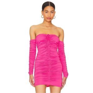 NWT More To Come Shanice Ruched Mini Dress in Pink Revolve Large
